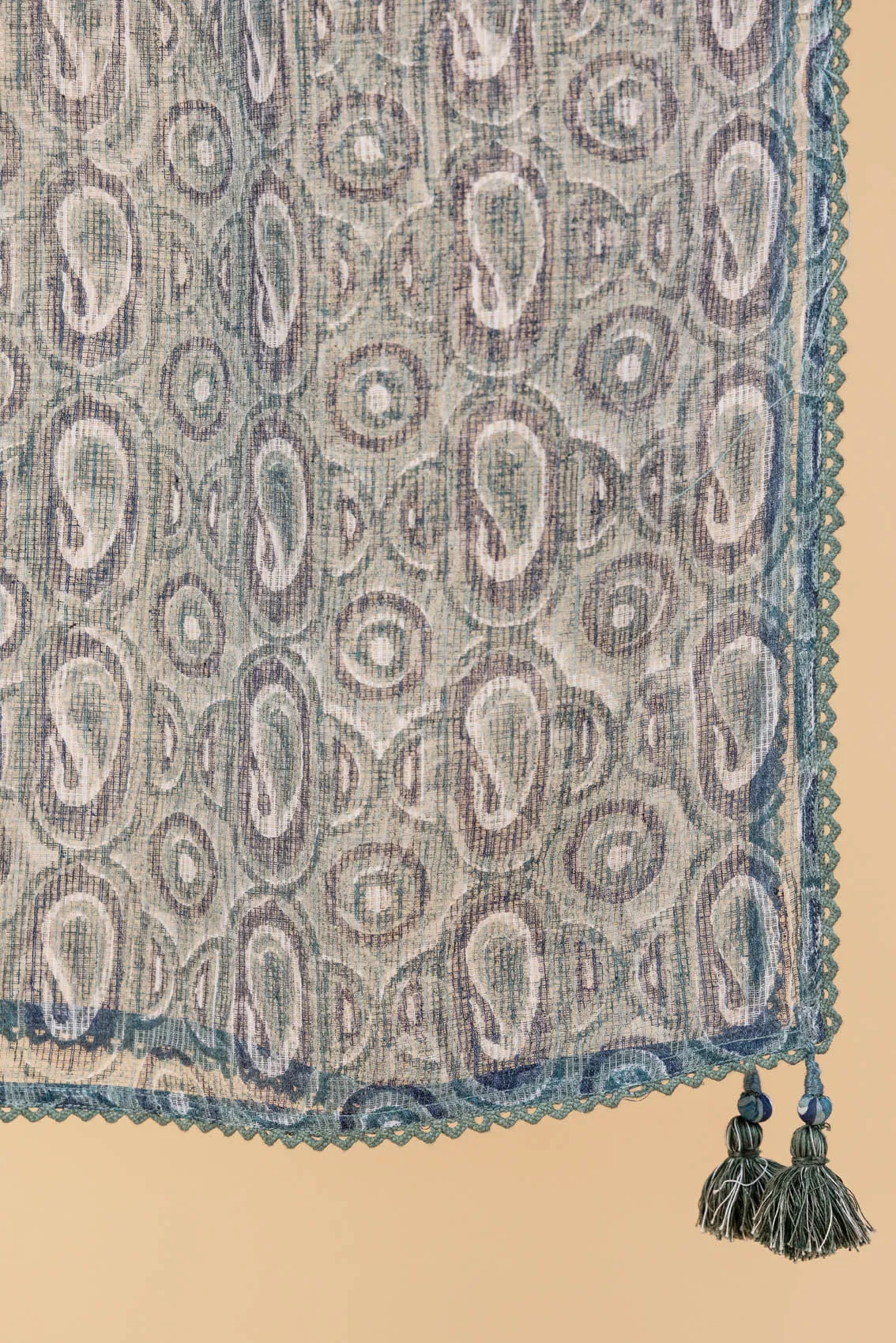 Green Paisley Block Print Dupatta