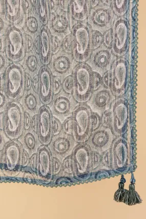 Green Paisley Block Print Dupatta