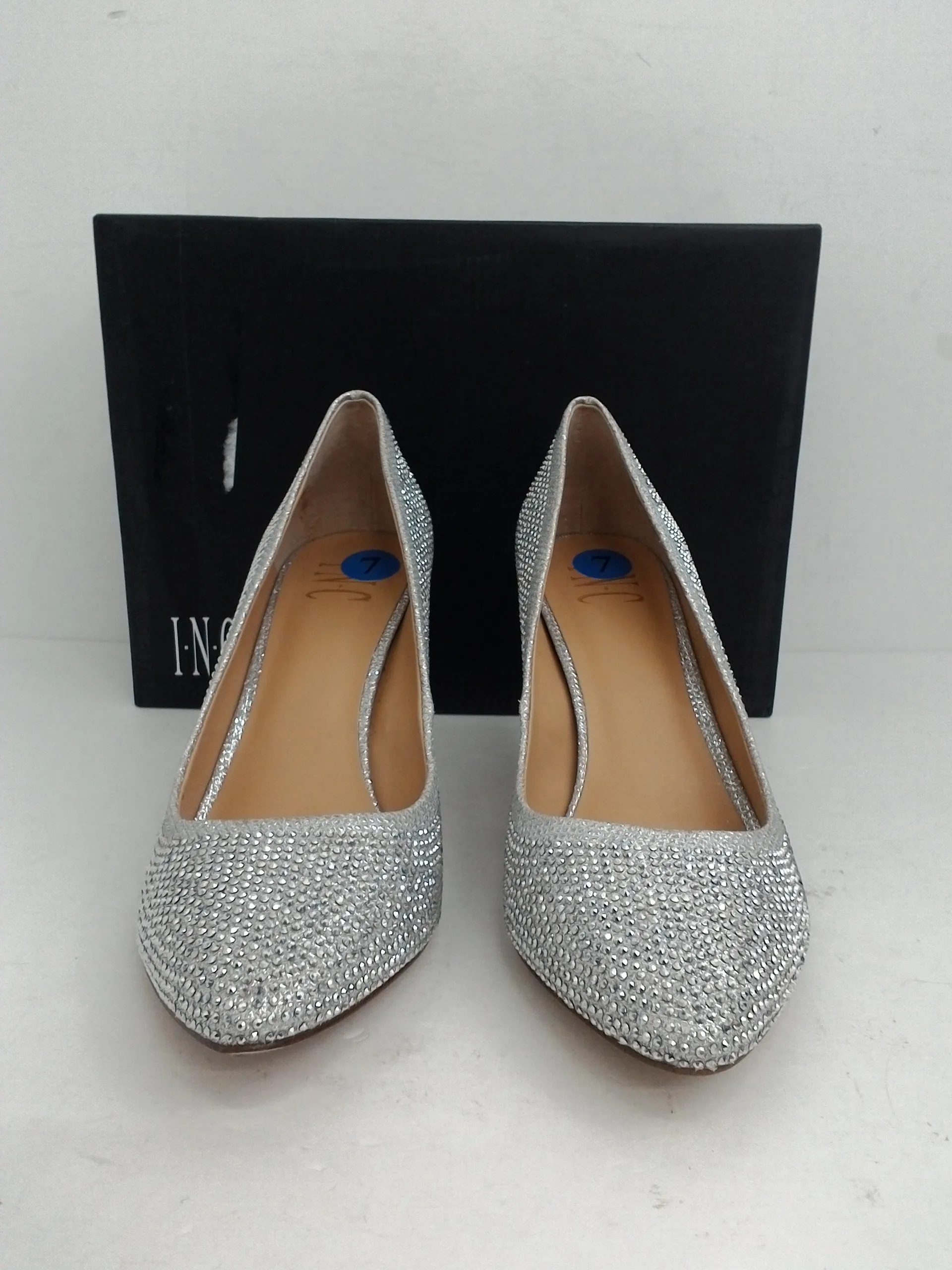 INC International Concepts Women's Zitah Silver Bling Heel Size 7 M