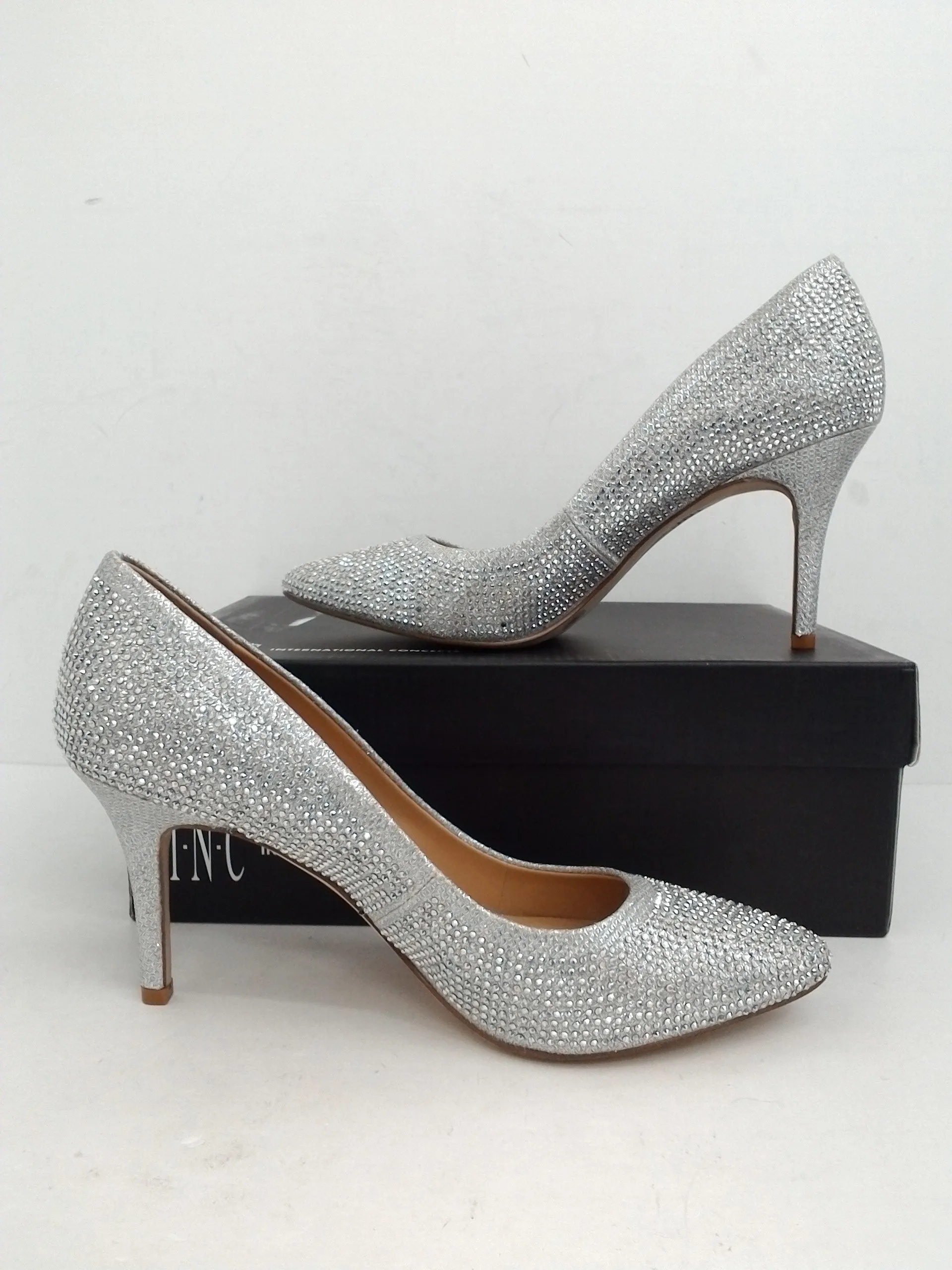 INC International Concepts Women's Zitah Silver Bling Heel Size 7 M