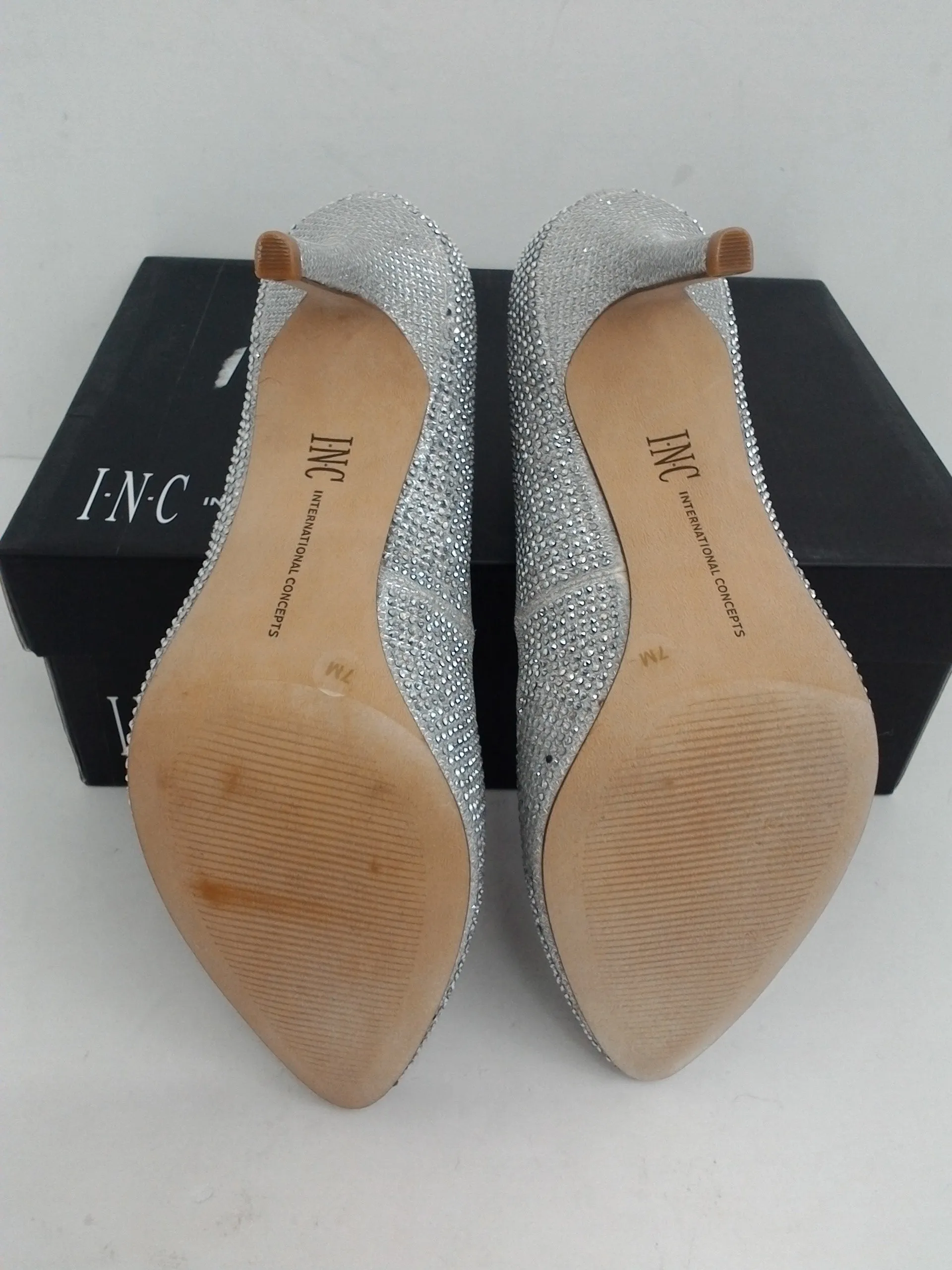 INC International Concepts Women's Zitah Silver Bling Heel Size 7 M