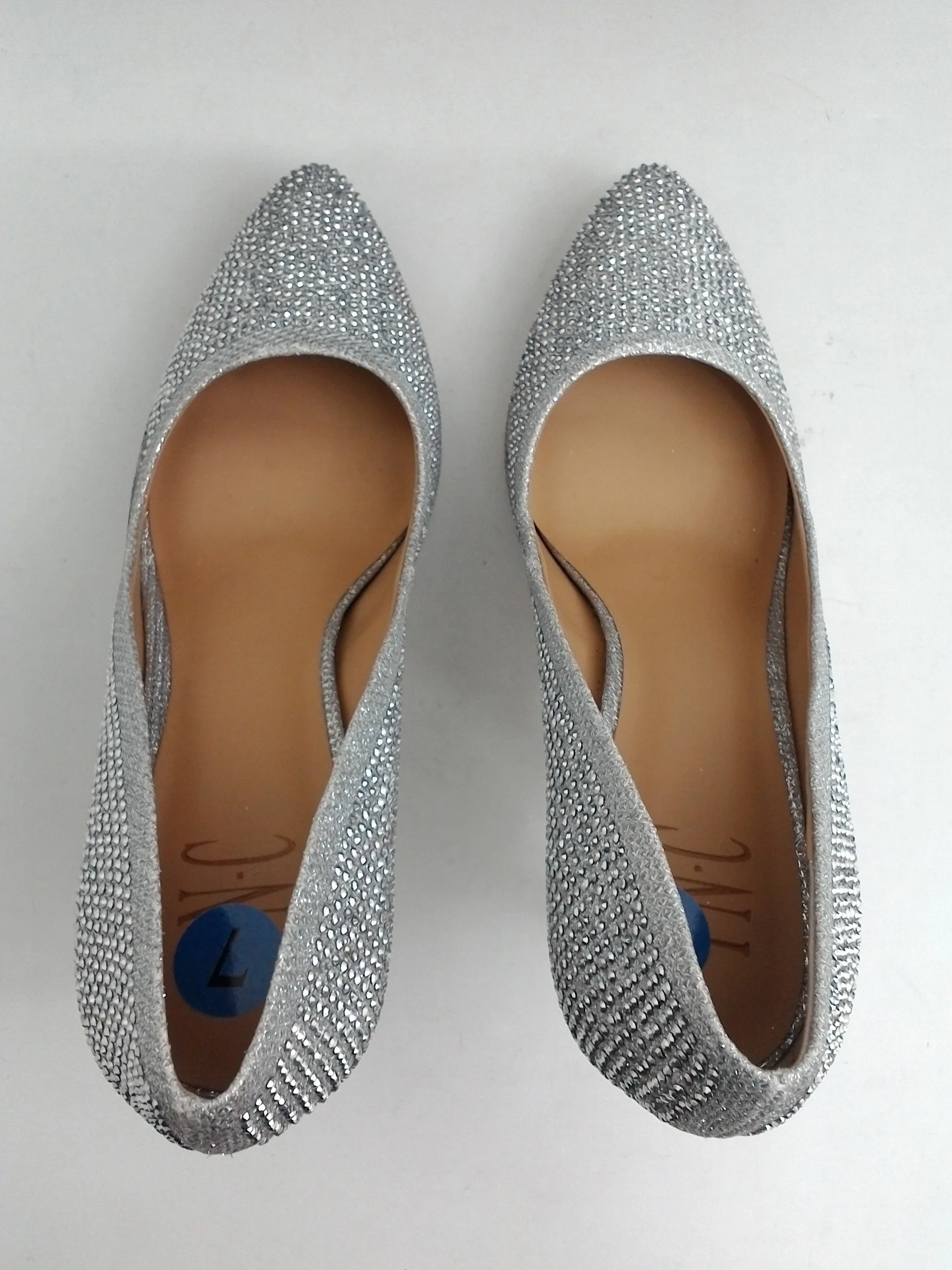 INC International Concepts Women's Zitah Silver Bling Heel Size 7 M