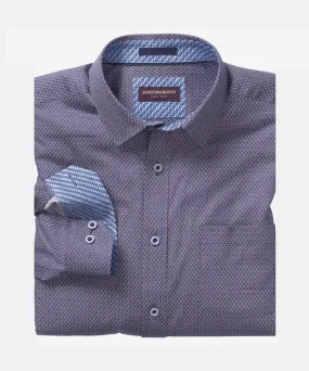 Johnston & Murphy Printed Cotton Shirt - Red/Navy