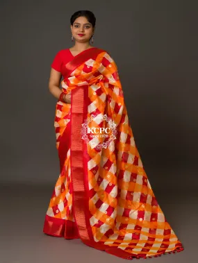 KcPc Originals Latest Bandhani Cum Leheriya Exclusive Banarasi Border Saree with gold   foil work