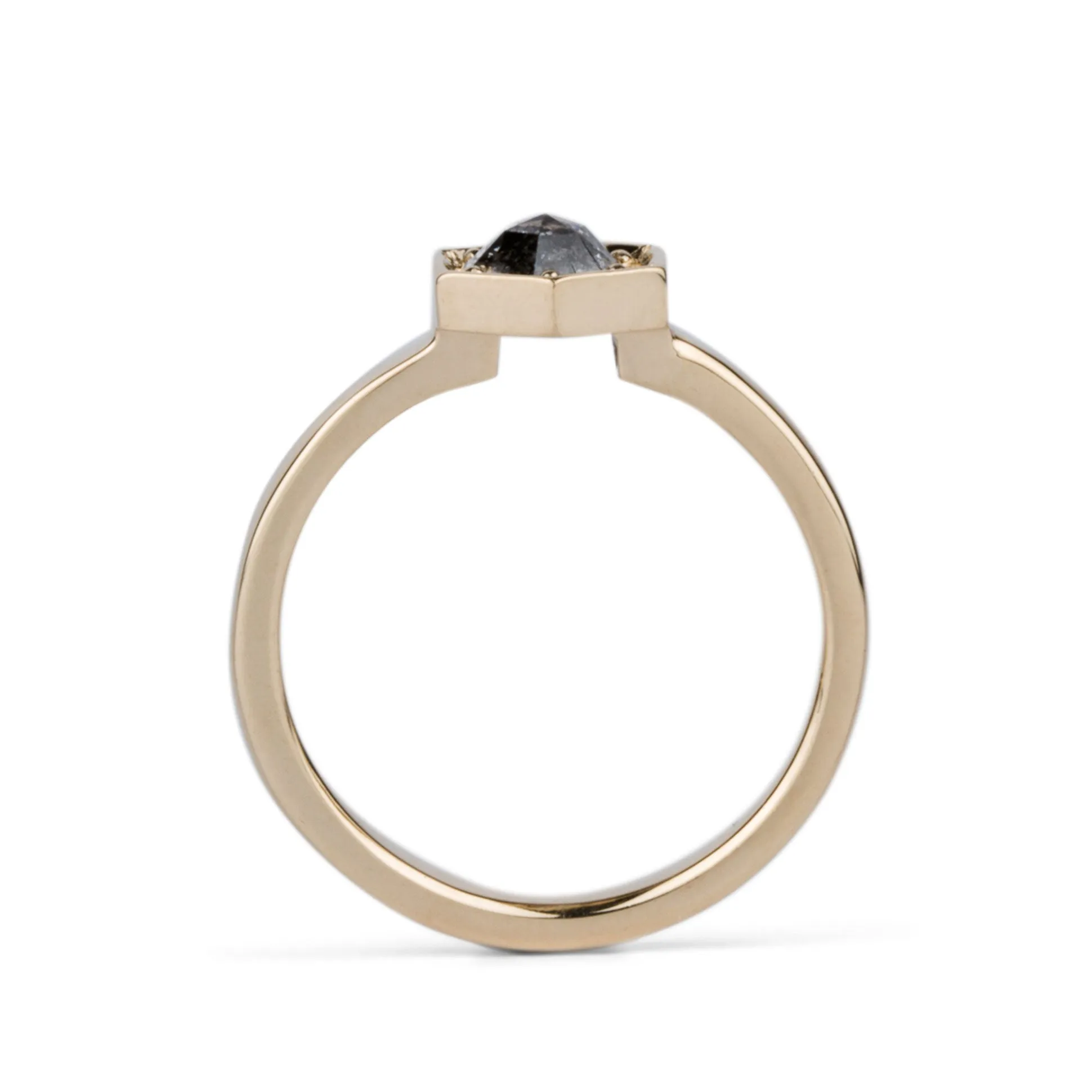 Lofted Issa Ring with Salt and Pepper Rose Cut Diamond