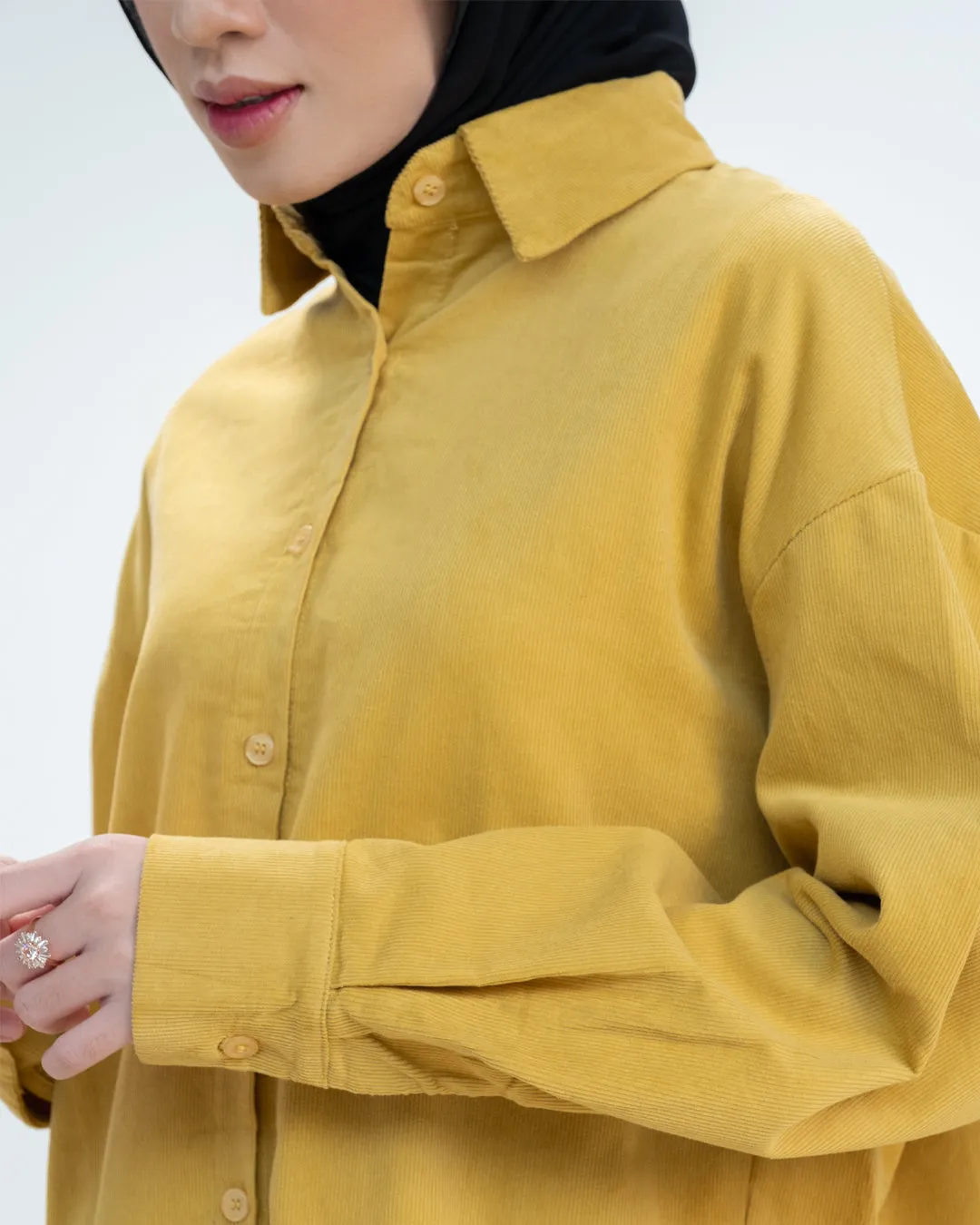 Lous Shirt - Yellow - Kemeja Wanita Bahan Corduroy Warna Yellow - TP1380890