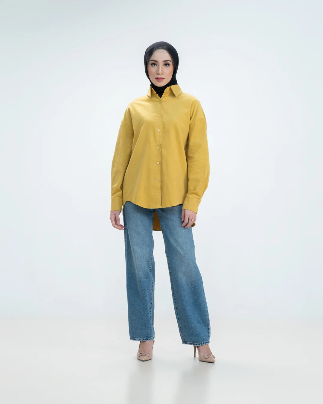 Lous Shirt - Yellow - Kemeja Wanita Bahan Corduroy Warna Yellow - TP1380890
