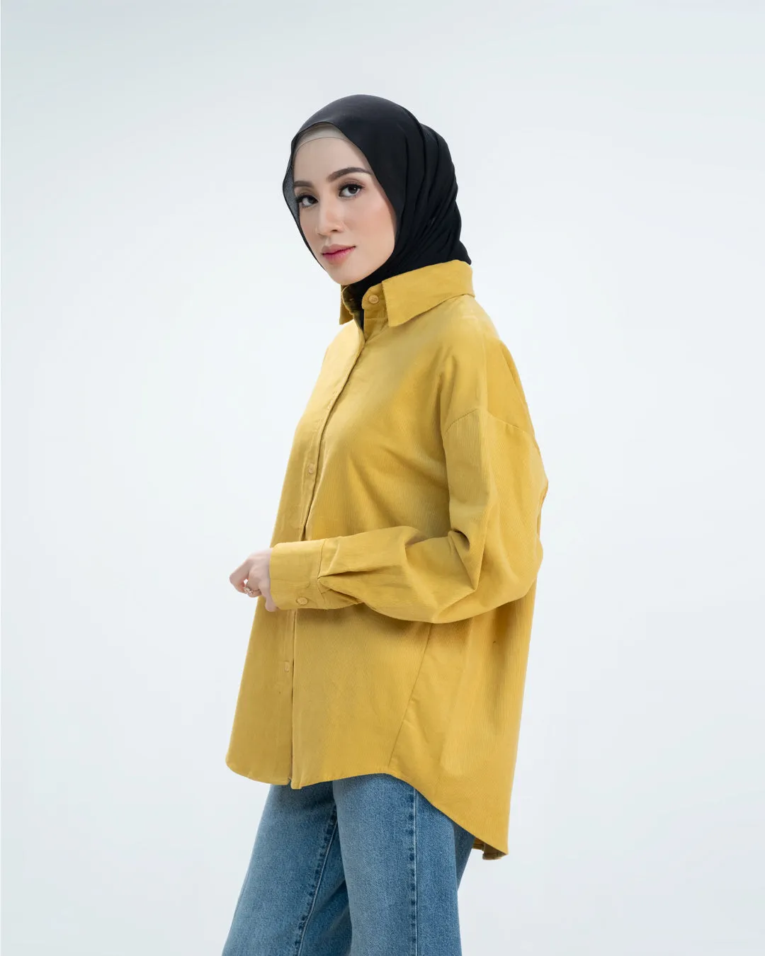 Lous Shirt - Yellow - Kemeja Wanita Bahan Corduroy Warna Yellow - TP1380890