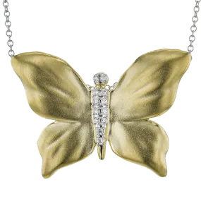 Monarch Butterfly Pendant Necklace in 18k Gold with Diamonds