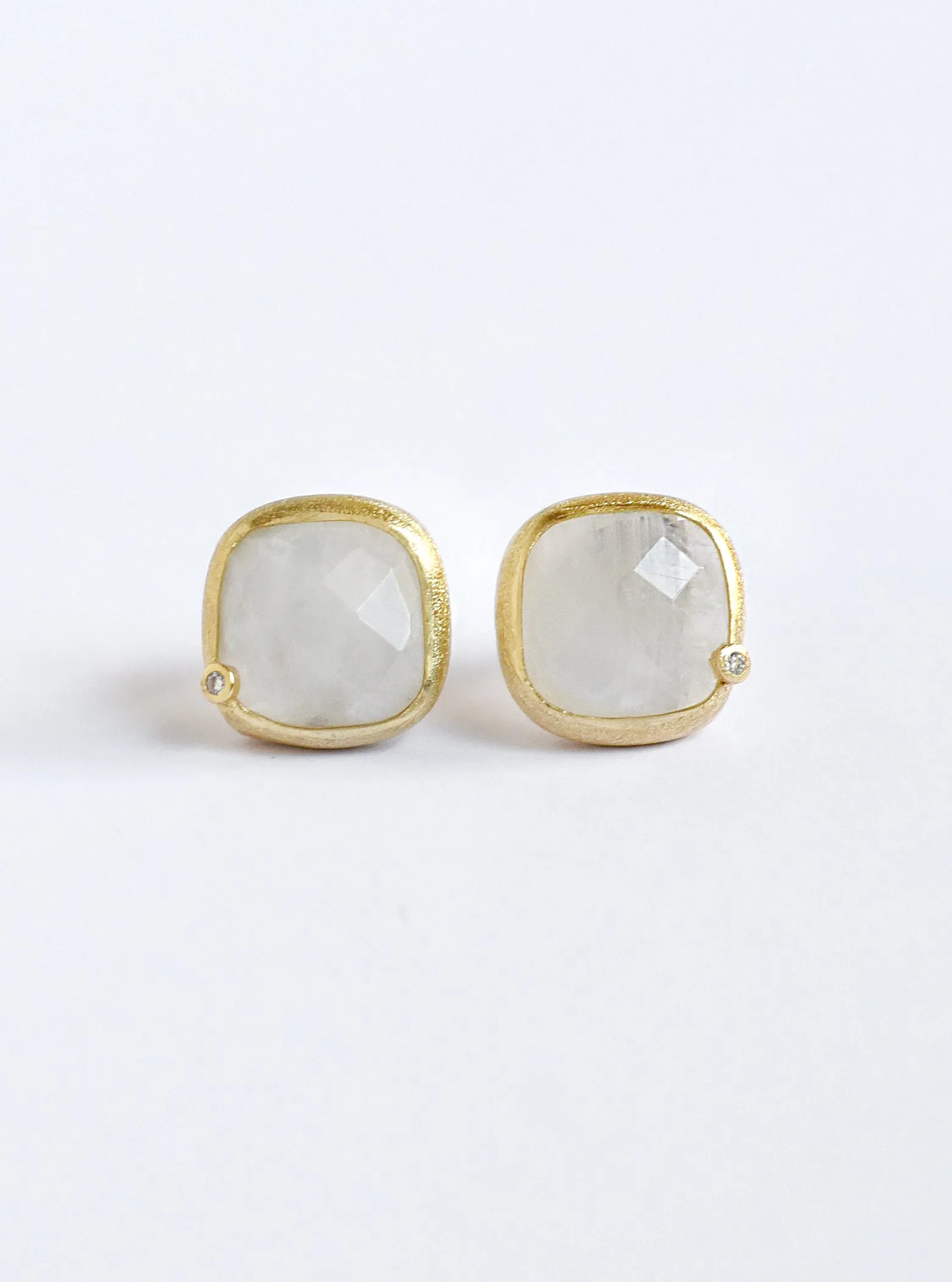 Natural Gemstone with CZ Cushion Earring