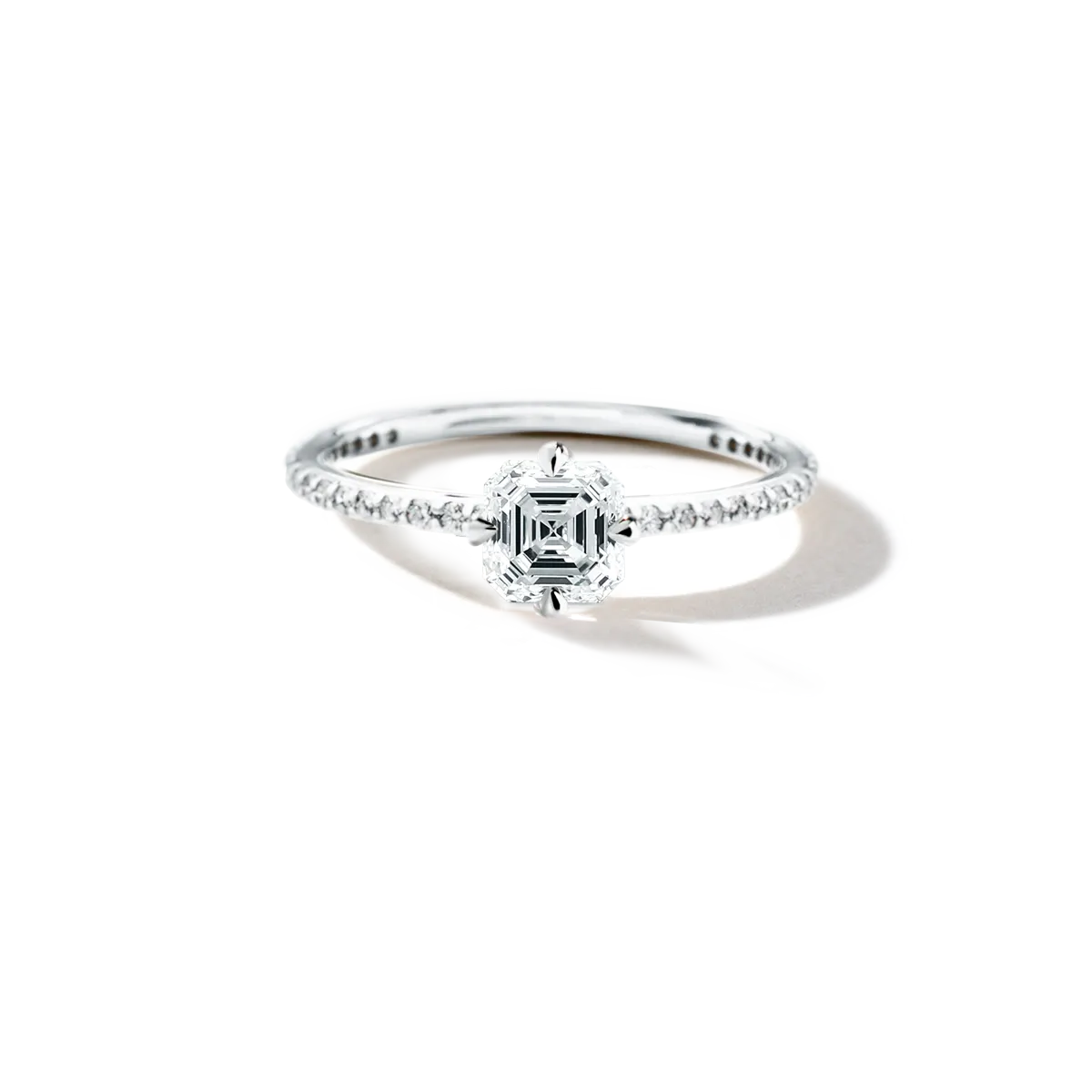 Noémie Solitaire Pave Pick Your Diamond Shape Engagement Ring
