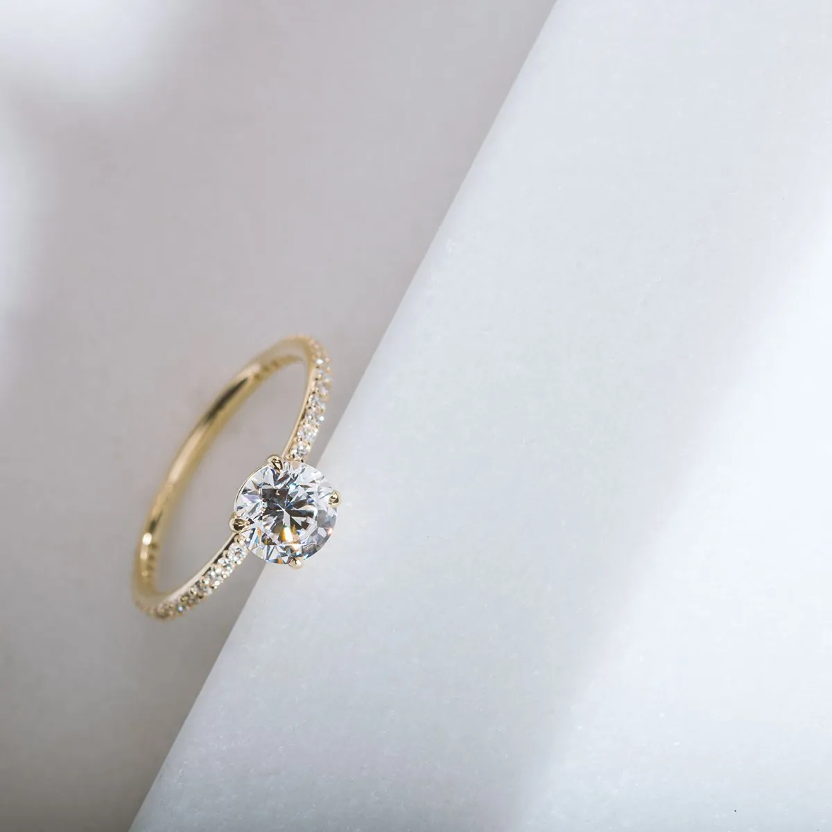 Noémie Solitaire Pave Pick Your Diamond Shape Engagement Ring