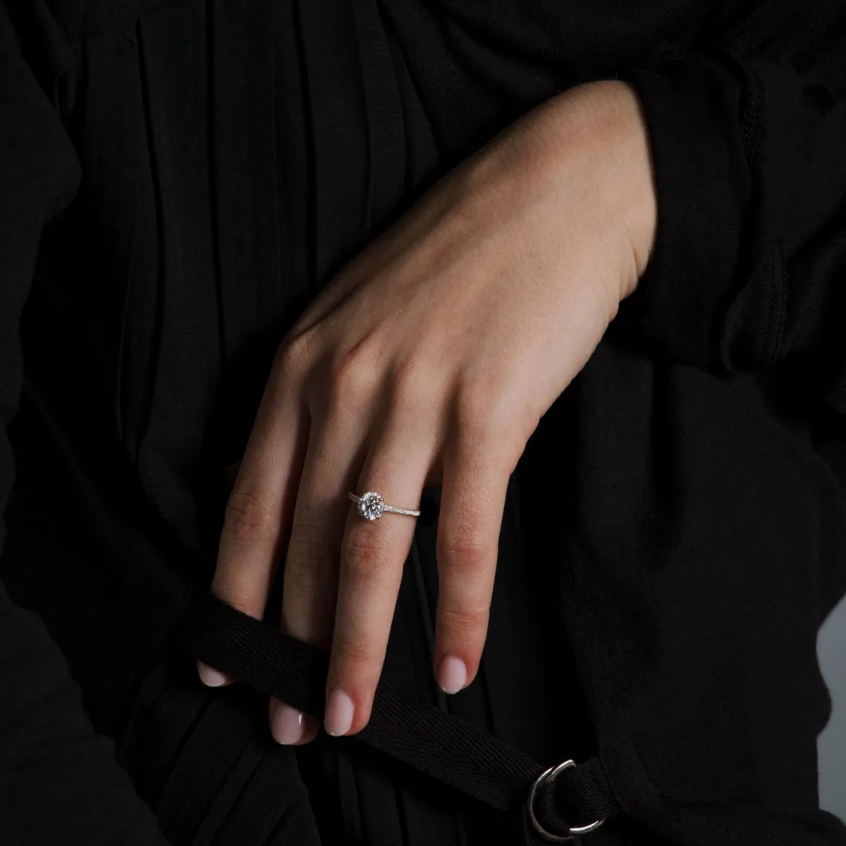 Noémie Solitaire Pave Pick Your Diamond Shape Engagement Ring