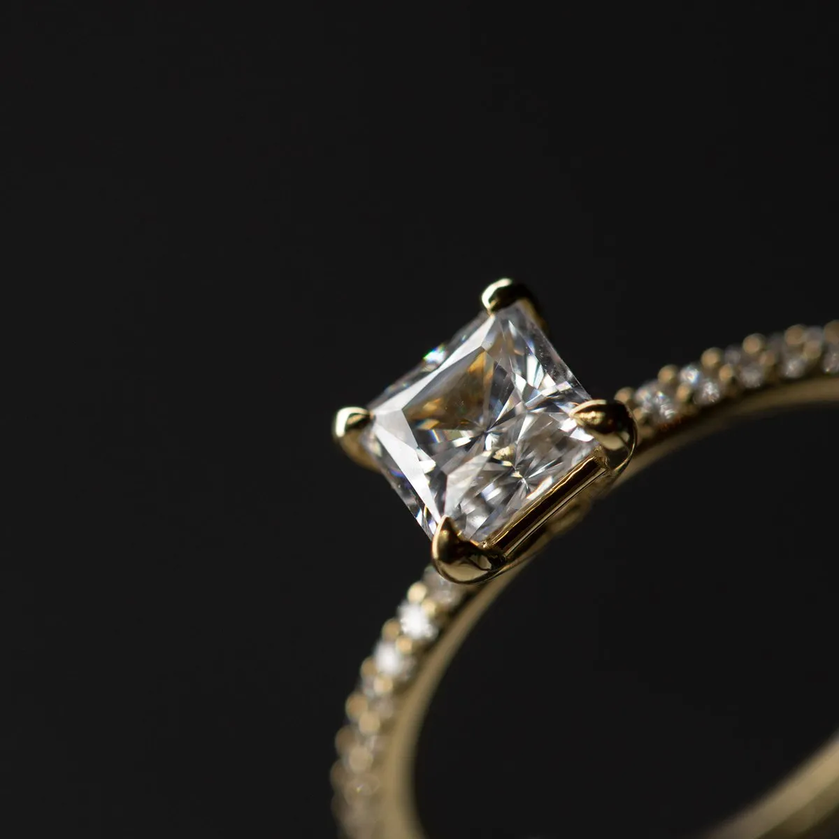Noémie Solitaire Pave Pick Your Diamond Shape Engagement Ring