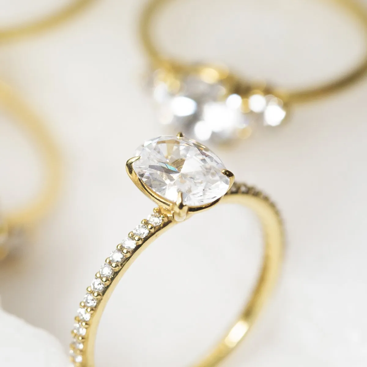 Noémie Solitaire Pave Pick Your Diamond Shape Engagement Ring