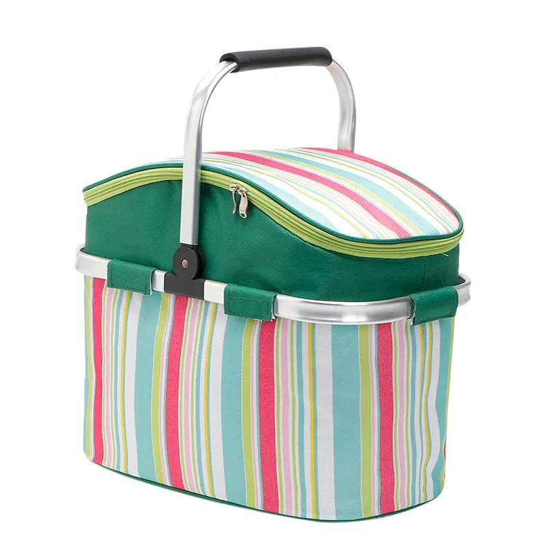 Oxford Shopping Basket 26L Cooler Bags Foldable Handbag for Wine Food Fruits Keeping Fresh Lunch Bag for Women Kids Picnic Bags