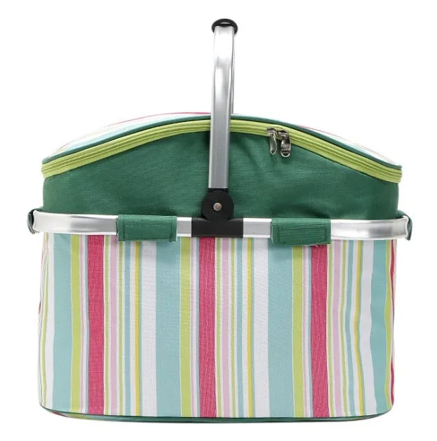 Oxford Shopping Basket 26L Cooler Bags Foldable Handbag for Wine Food Fruits Keeping Fresh Lunch Bag for Women Kids Picnic Bags
