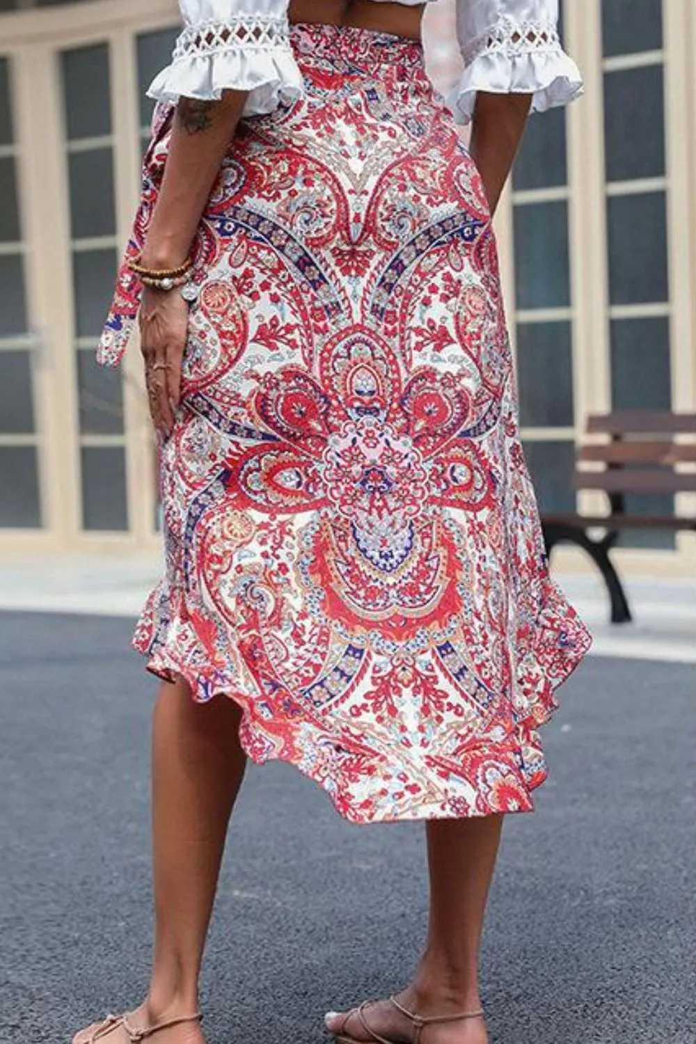 PRINTED ASYMMETRICAL WRAP SKIRT