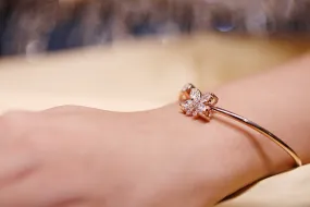 Rose gold butterfly open bangle bracelet
