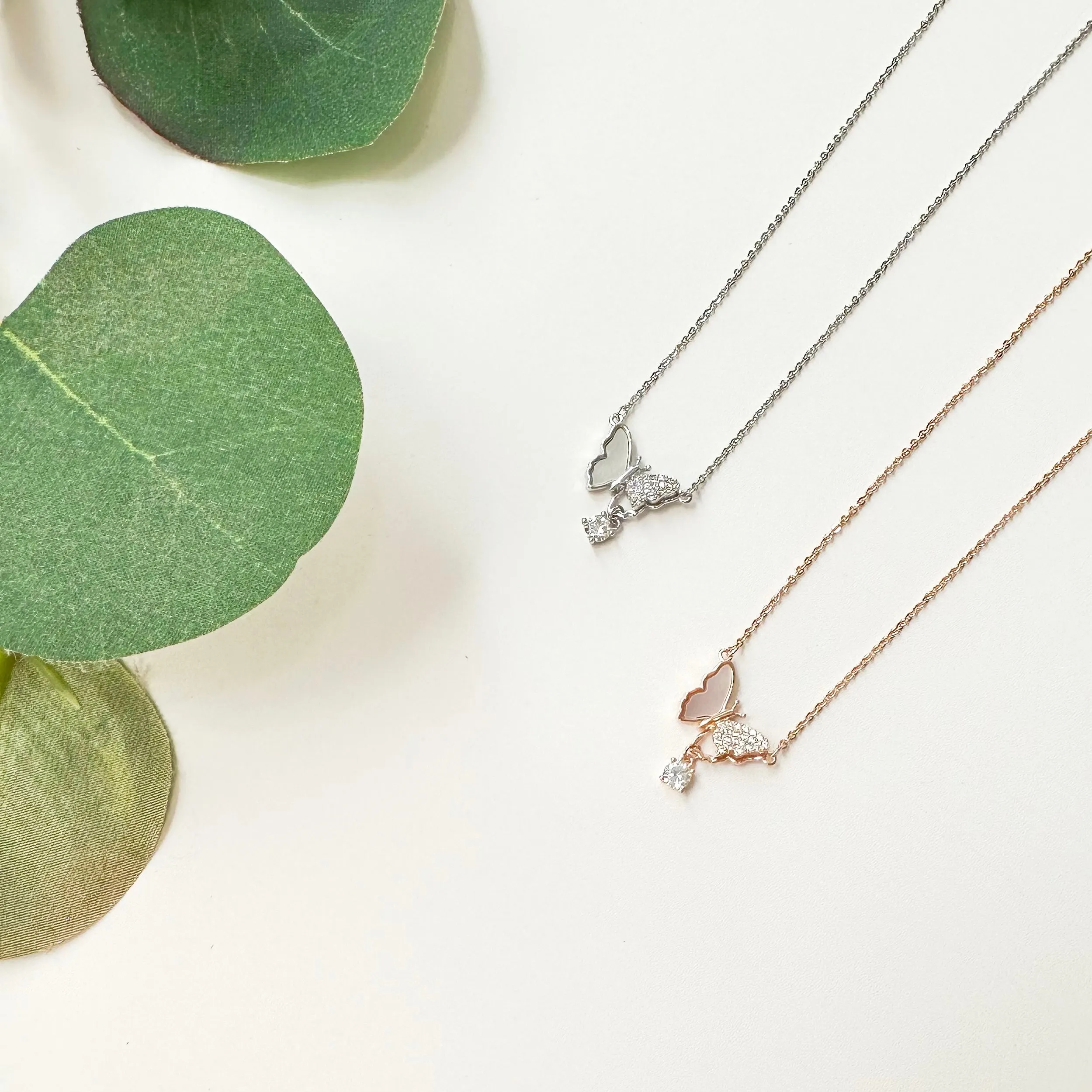 Rose Gold Fly Me to the Moon Necklace