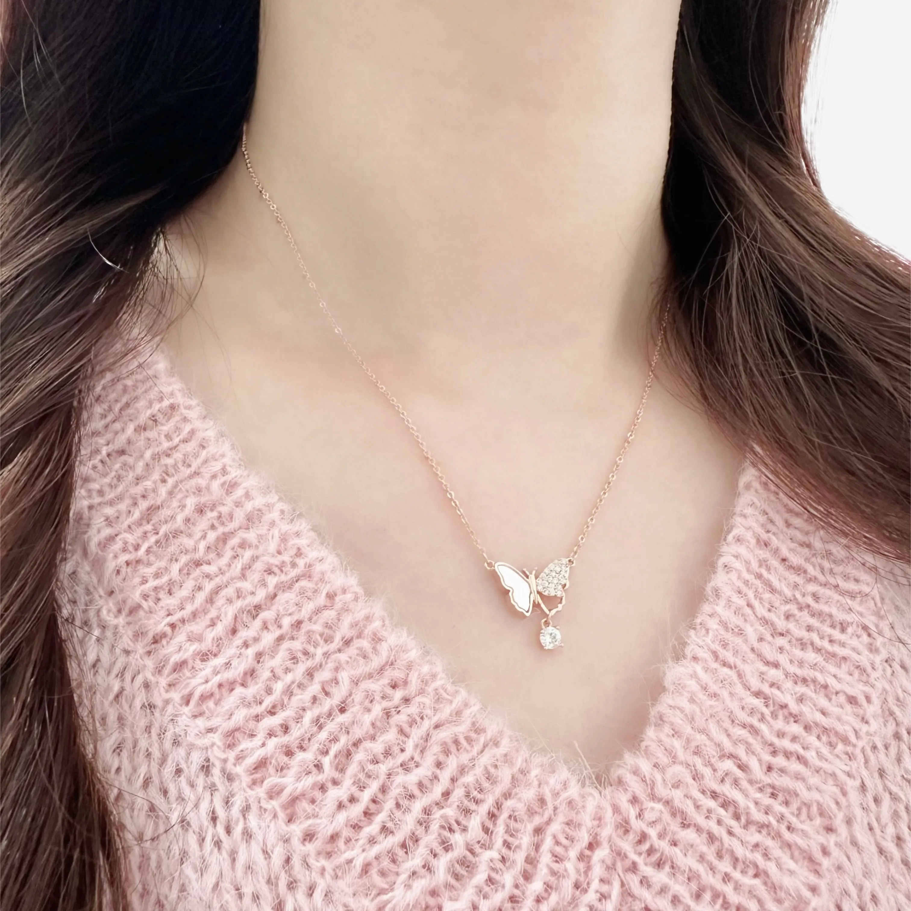 Rose Gold Fly Me to the Moon Necklace