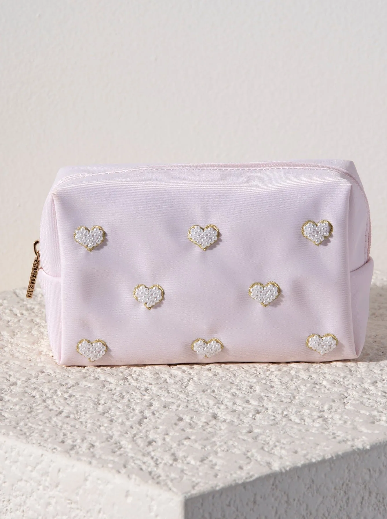 Shiraleah Hearts Zip Pouch, Blush