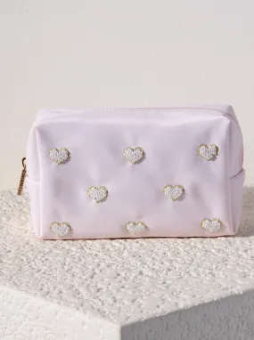 Shiraleah Hearts Zip Pouch, Blush