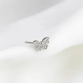 Silver Tiny Sparkling Butterfly Stud
