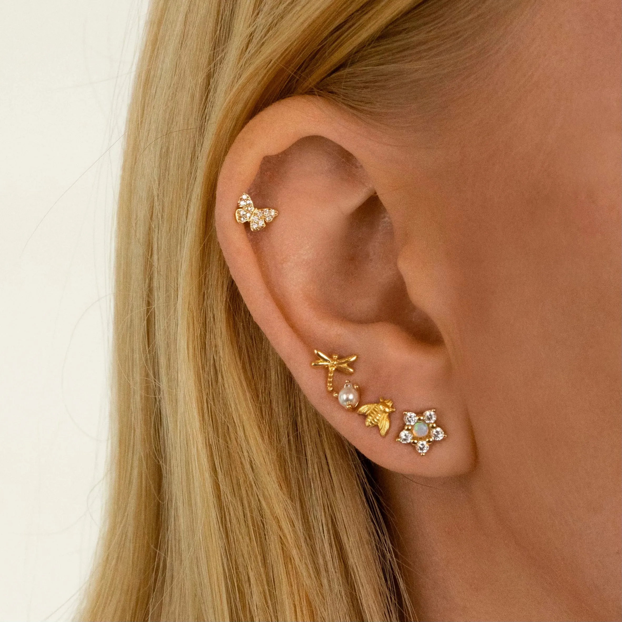 Silver Tiny Sparkling Butterfly Stud