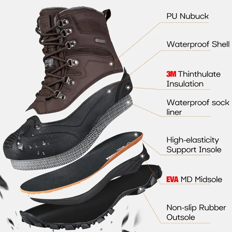 SNOWWOLF Men's Waterproof Snow Hiking Boots