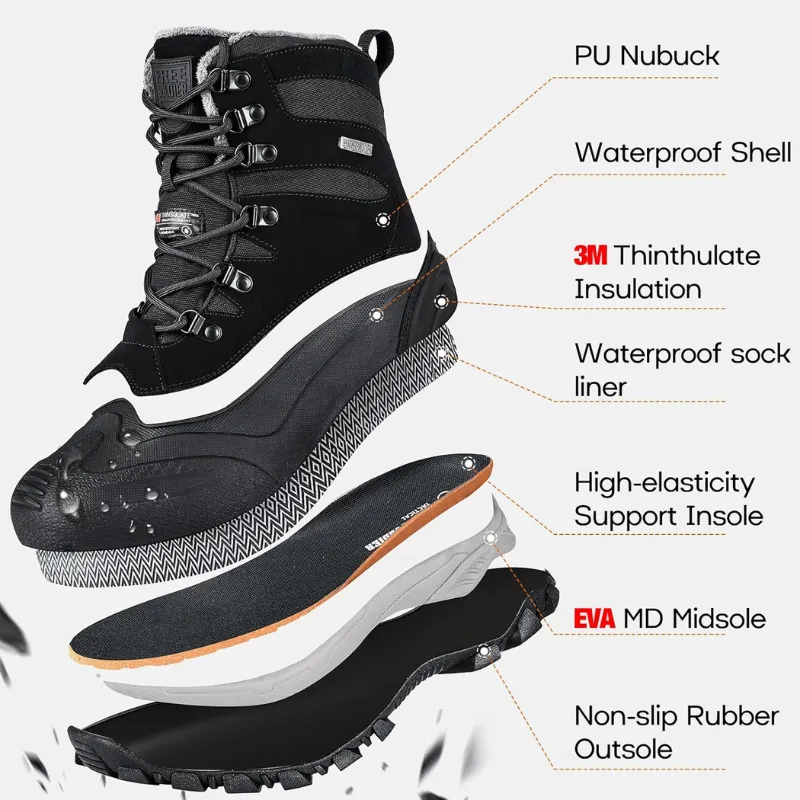 SNOWWOLF Men's Waterproof Snow Hiking Boots