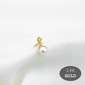 Solid Gold Sparkling Pearl Stud