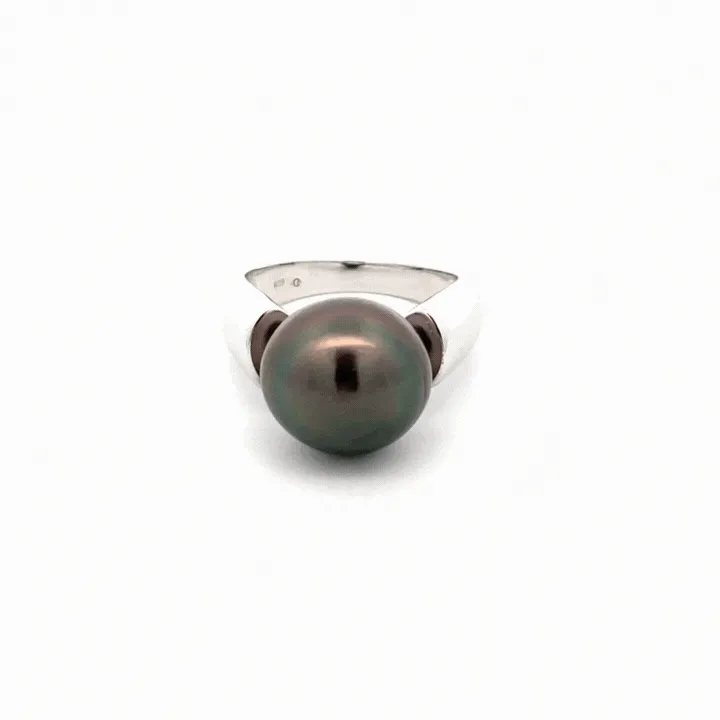 Sterling Silver Tahitian Cultured 11-12 mm Pearl Ring