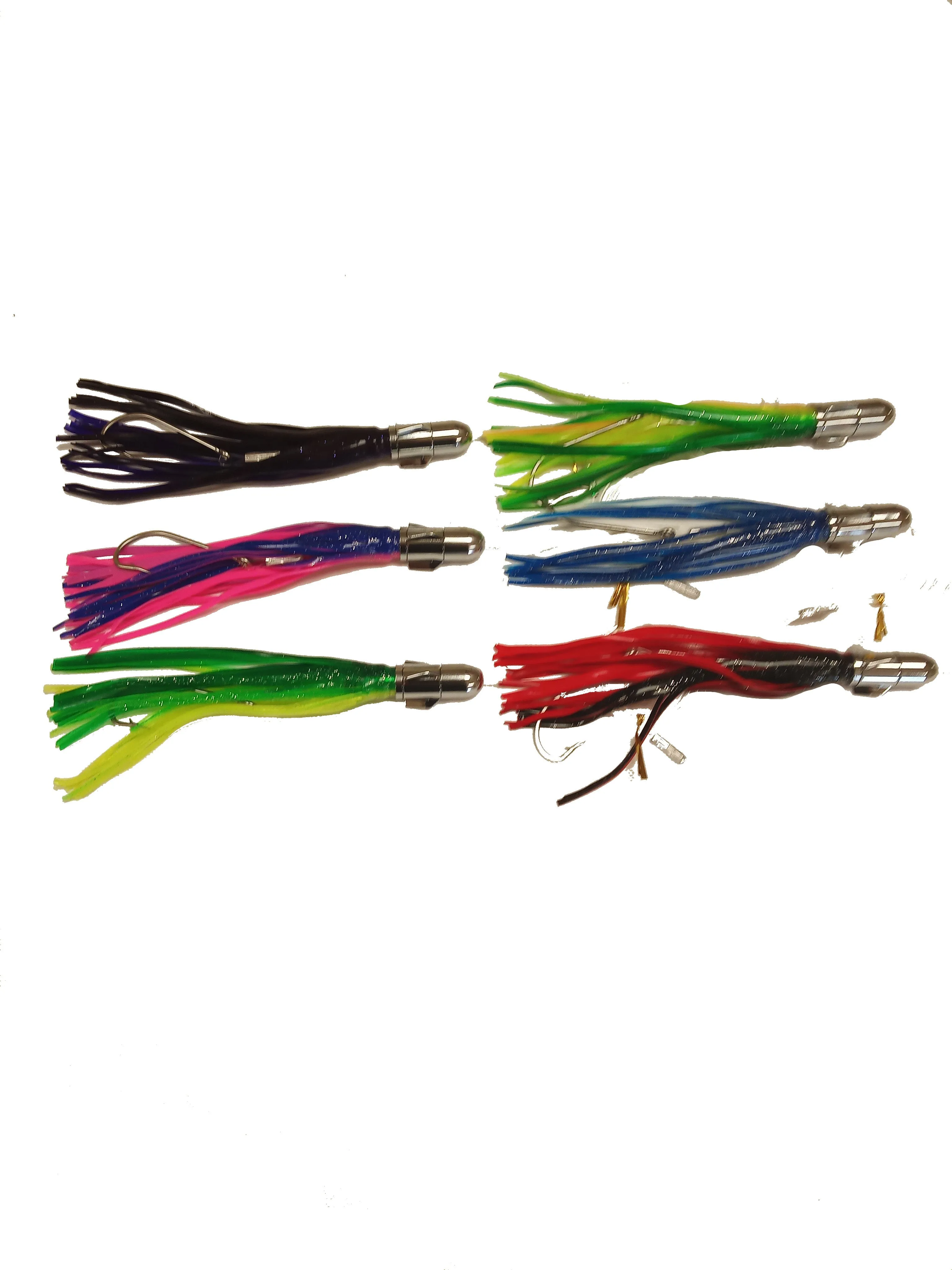 Super 6 Pack of Rigged Saltwater Spinner Head Fishing Lures