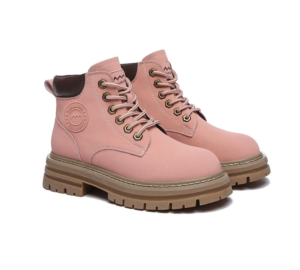 TARRAMARRA® Women Leather Sheepskin Wool Lace Up Chunky Boots Aubrey