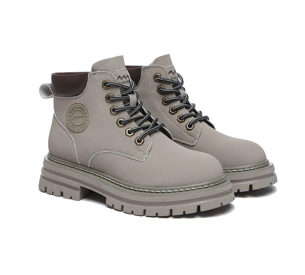TARRAMARRA® Women Leather Sheepskin Wool Lace Up Chunky Boots Aubrey