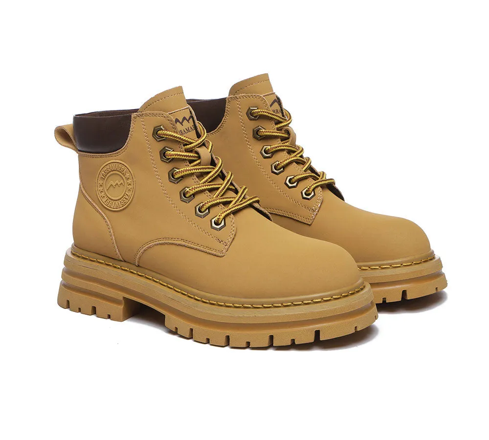 TARRAMARRA® Women Leather Sheepskin Wool Lace Up Chunky Boots Aubrey