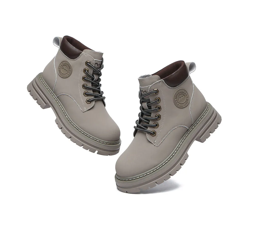 TARRAMARRA® Women Leather Sheepskin Wool Lace Up Chunky Boots Aubrey