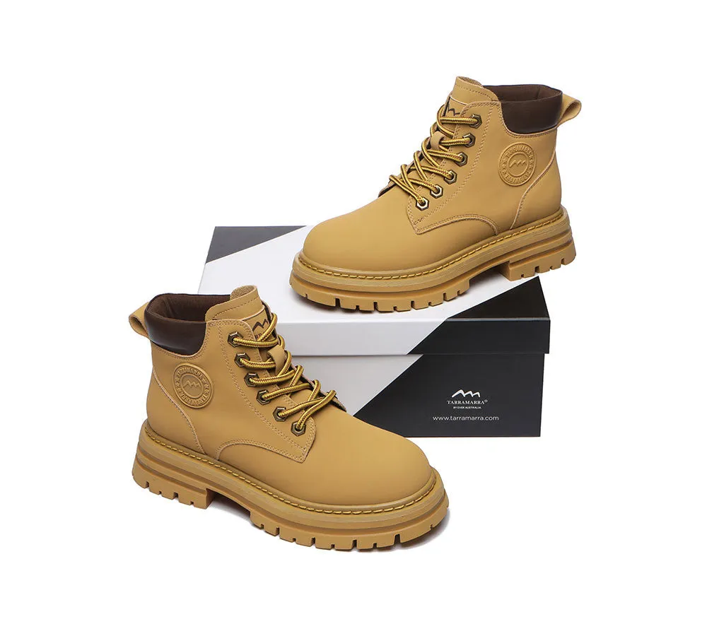 TARRAMARRA® Women Leather Sheepskin Wool Lace Up Chunky Boots Aubrey