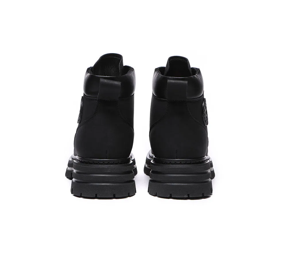 TARRAMARRA® Women Leather Sheepskin Wool Lace Up Chunky Boots Aubrey