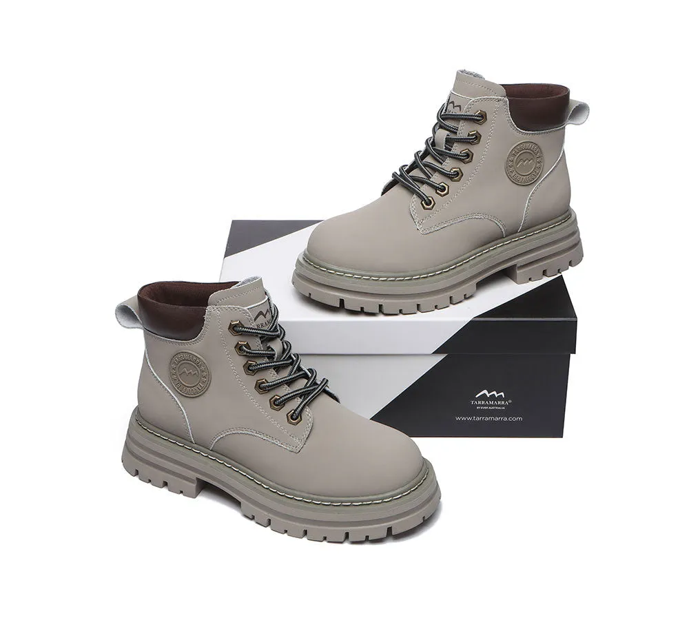 TARRAMARRA® Women Leather Sheepskin Wool Lace Up Chunky Boots Aubrey