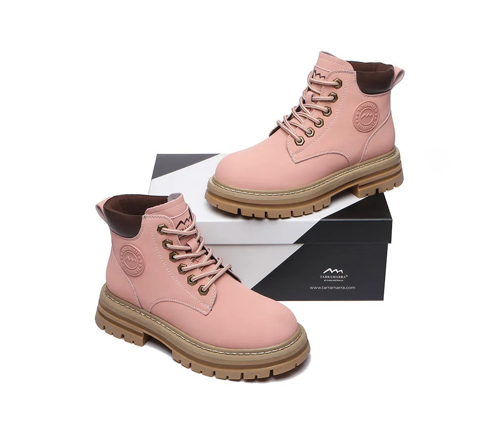 TARRAMARRA® Women Leather Sheepskin Wool Lace Up Chunky Boots Aubrey