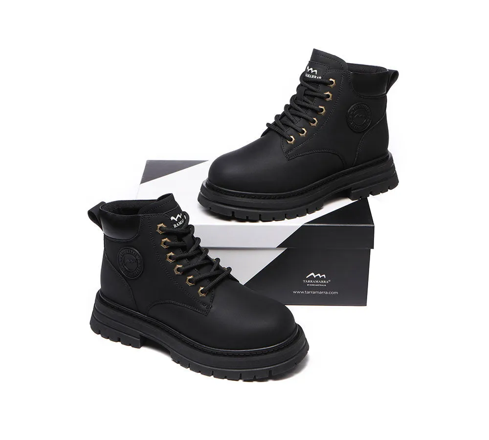 TARRAMARRA® Women Leather Sheepskin Wool Lace Up Chunky Boots Aubrey