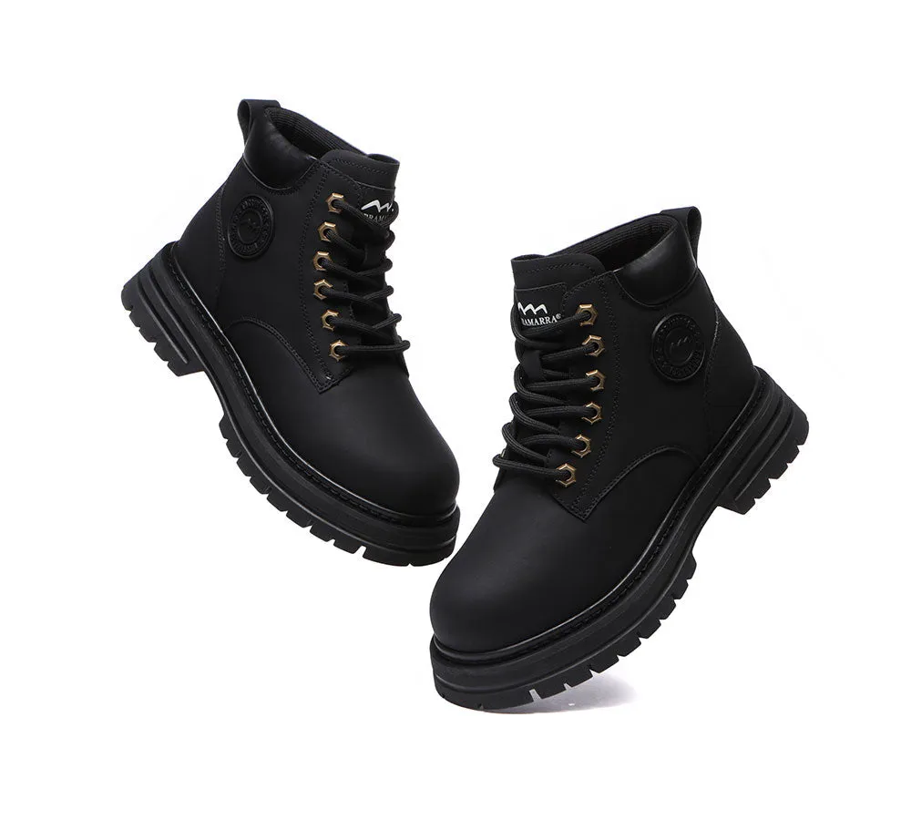 TARRAMARRA® Women Leather Sheepskin Wool Lace Up Chunky Boots Aubrey