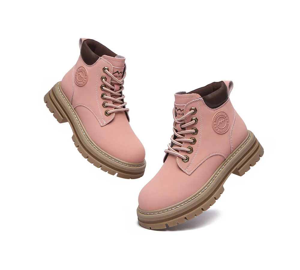 TARRAMARRA® Women Leather Sheepskin Wool Lace Up Chunky Boots Aubrey