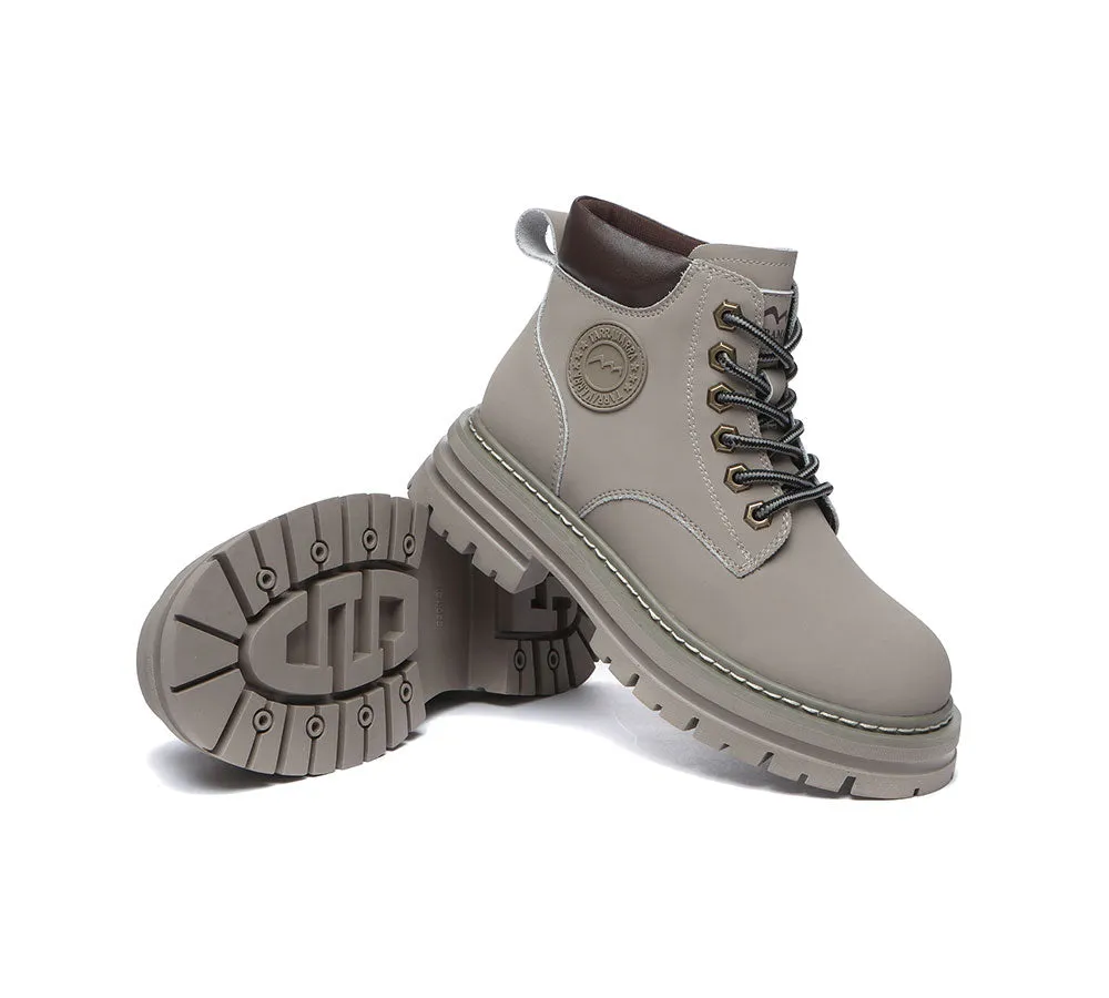 TARRAMARRA® Women Leather Sheepskin Wool Lace Up Chunky Boots Aubrey