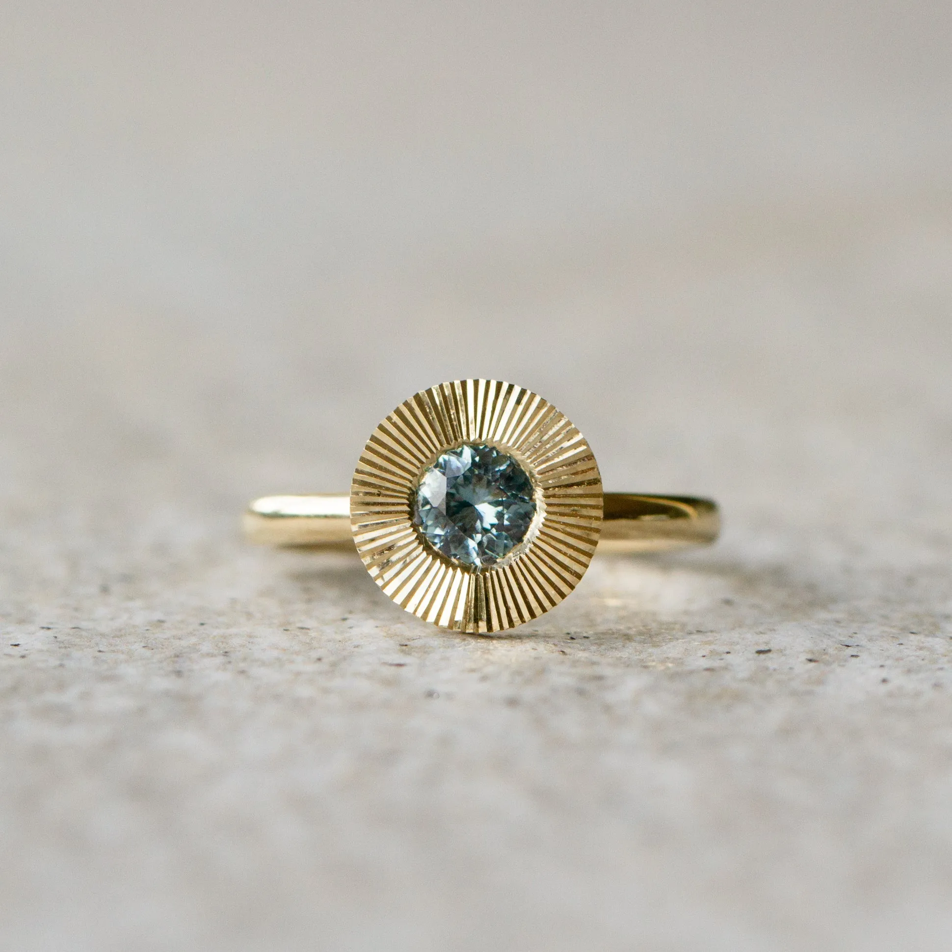 Teal Montana Sapphire Aurora Solitaire .60ct