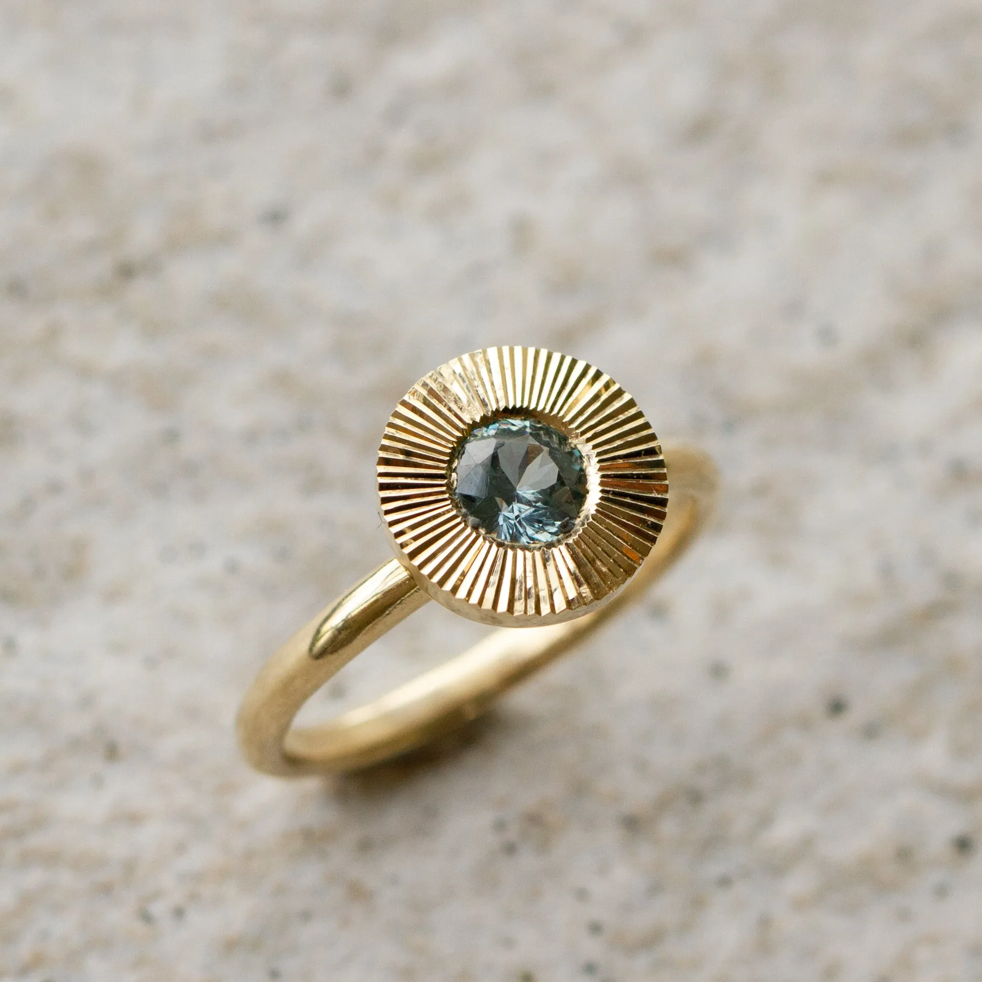 Teal Montana Sapphire Aurora Solitaire .60ct