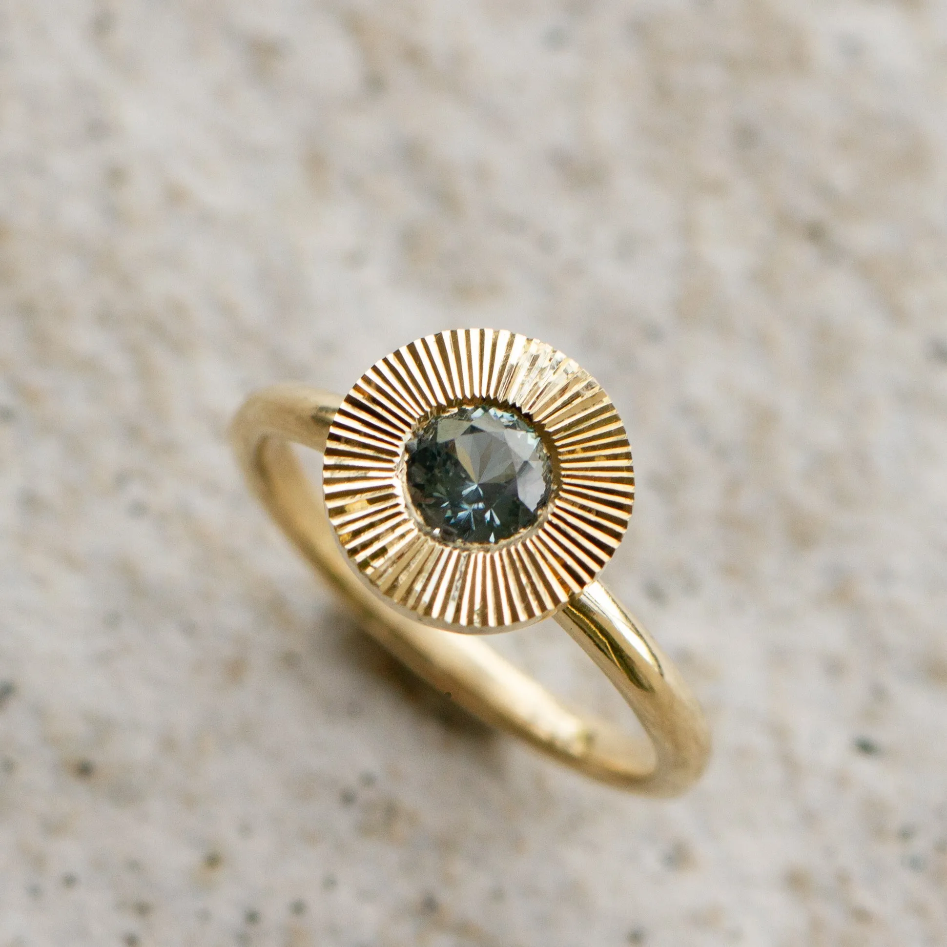 Teal Montana Sapphire Aurora Solitaire .60ct