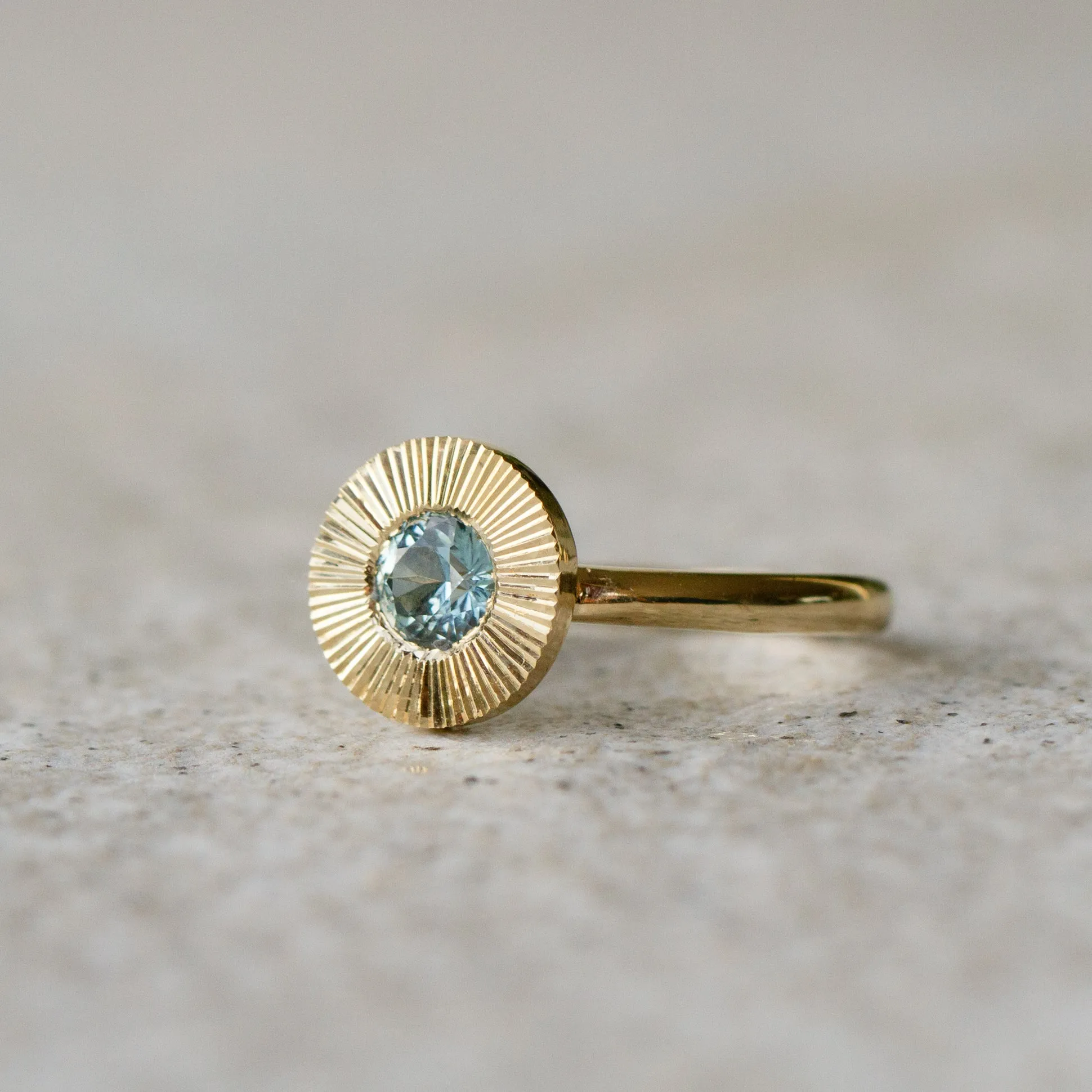 Teal Montana Sapphire Aurora Solitaire .60ct